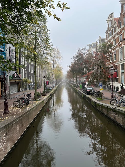 Foggy Morning Canal in Amsterdam's Historic District